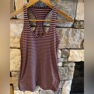 Lululemon maroon and white striped racerback tank. Size 4.